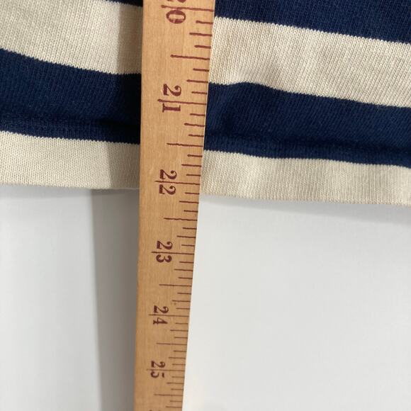 SEZANE Striped Marina Cropped Crew Neck Cotton Blue Ivory Pullover Nautical Lg - Picture 8 of 11